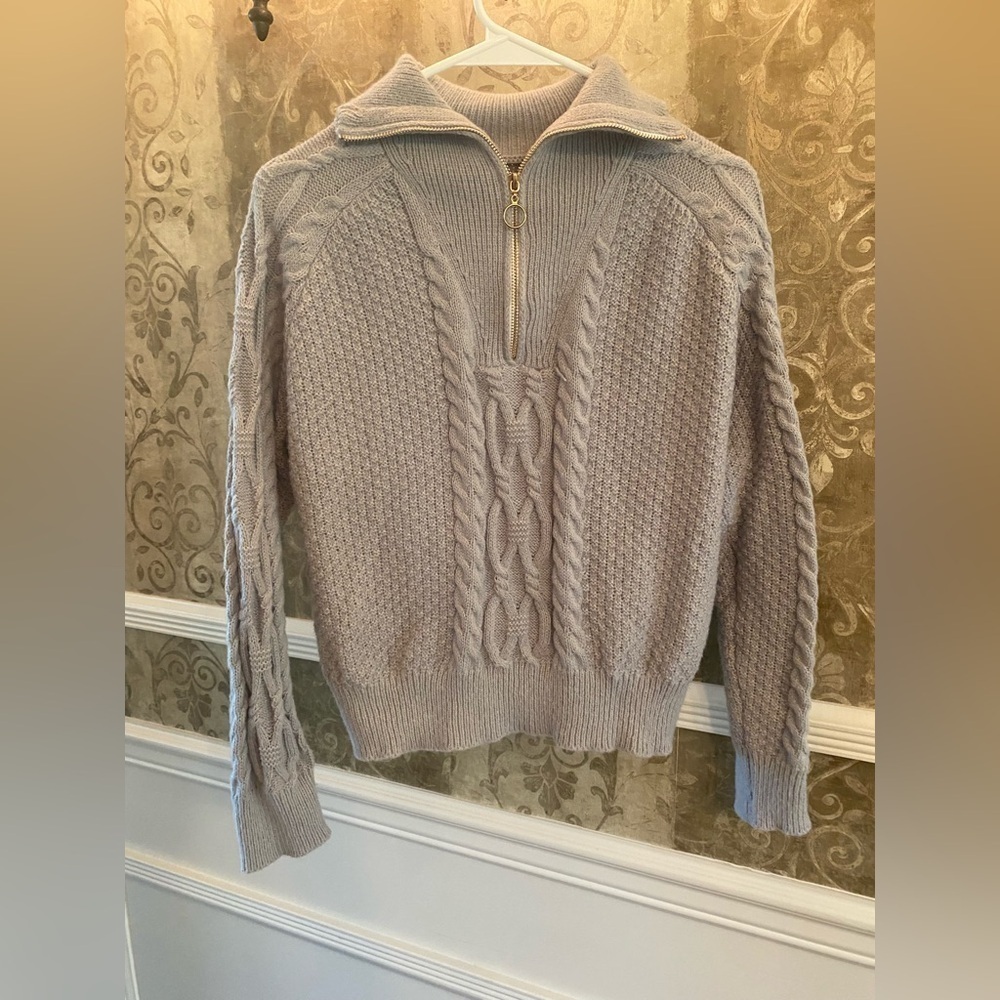 SHEIN Women's Zip Up Cable Knit Sweater